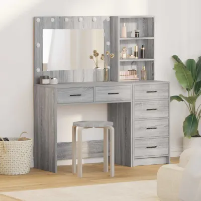 vidaXL Masă de Machiaj 2 buc. Gri deschis 78,5 x 41 x 135 cm