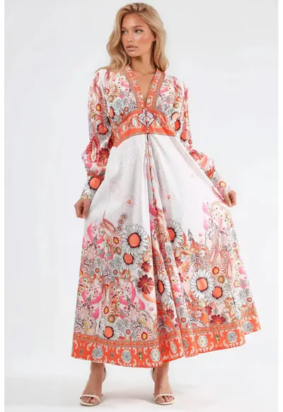 Rochie maxi multicolor - poliester