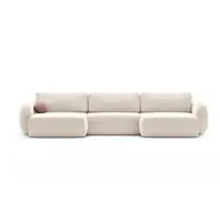 Colțar crem extensibil/cu spațiu de depozitare cu tapițerie din chenille (în formă de "U") Tonale – Cosmopolitan Design