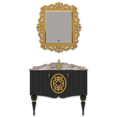 Set mobilier baie Pierre Cardin Moma 3 piese negru 106 cm
