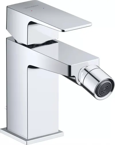 Baterie bideu Duravit Manhattan MH2400001010, marime S, cartus ceramic, 138 mm, set evacuare cu tija, ventil, Crom lucios