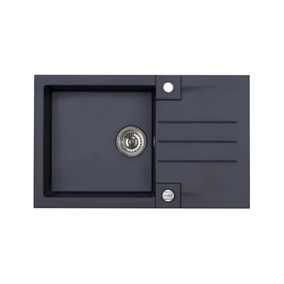 Chiuveta bucatarie compozit negru carbon cu picurator Alveus rock 130