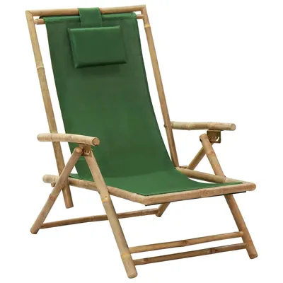 vidaXL Scaun pliabil verde din bambus și material textil