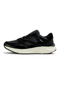 Pantofi sport de piele cu garnituri din material textil Neon - Negru stins/Gri carbune/Bleumarin