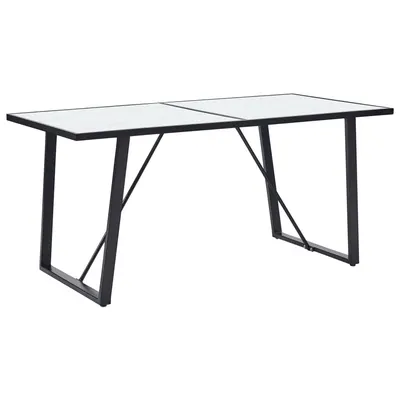 vidaXL Masă de bucătărie, alb, 160 x 80 x 75 cm, sticlă securizată