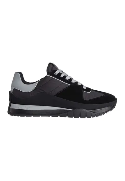 Pantofi sport cu detalii de piele intoarsa - Negru/Gri cenusiu