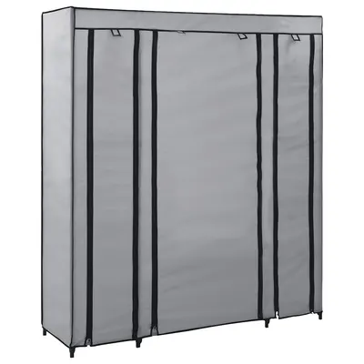 vidaXL Șifonier cu bare și compartimente, gri, 150x45x176 cm, textil