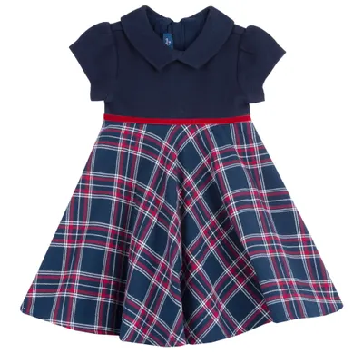 Rochie copii Chicco, alb cu bleumarin, 07659-67MC