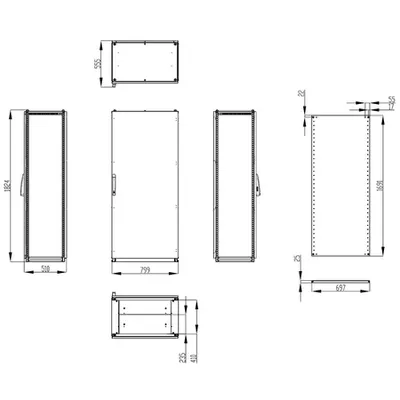 Dulap inseriabil cu 1 usa IP55 I=1800 L=800 A=500 mm