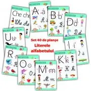 Literele alfabetului. Set 40 de planse didactice pentru clasa pregatitoare si pentru clasa 1