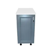 Corp inferior cu 1 Usa Zebra, Alb / MDF Albastru, si blat Alb 40 x 85 x 60