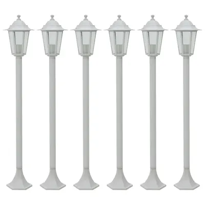 vidaXL Stâlp iluminare grădină, 6 buc., alb, 110 cm, aluminiu, E27