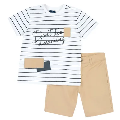 Costumas tricou si pantaloni Chicco, Bej Cu Model, 75785-66MC