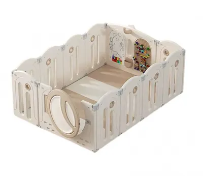 Gardulet loc de joaca interiorexterior Nichiduta Garden 160x120 cm cu poarta de siguranta,joc cu inele,cuburi,100bile color,covoras 1 cm grosime,cos de baschet si mingie inclusa Moon Coffee