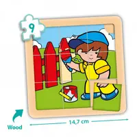 Set de 4 puzzle-uri din lemn (9 piese)