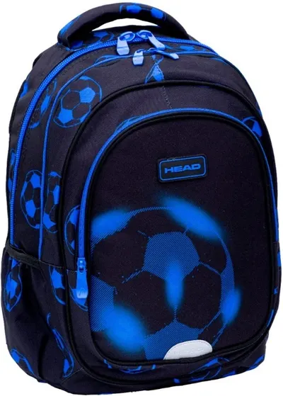 Ghiozdan școlar Astra Head - Fotbal albastru neon, 3 compartimente