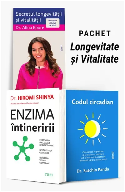 Pachet Longevitate și Vitalitate. Secretul longevității și vitalității/Enzima întineririi/Codul circadian