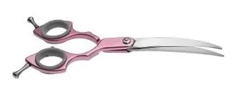 Ehaso Foarfeca Curba din Oțel Japonez 18 Cm cu Maner din Aluminiu - Roz ( Shark Teeth )