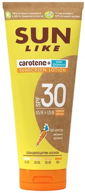 Sun Like Carotene+ Loțiune de protecție solară, SPF30, 200 ml
