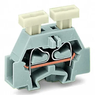 2-conductor terminal block; on both sides with push-button; with fixing flange; for screw or similar mounting types; Fixing hole 3.2 mm Ø; 2.5 mm²; CAGE CLAMP®; 2,50 mm²; gray