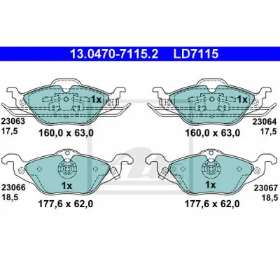 Set placute frana, frana disc ATE 13.0470-7115.2