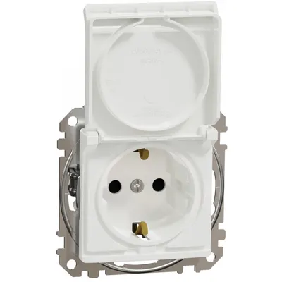 Priza 2P+E cu obturatoare si capac Schneider Sedna Design SDD111023, alb