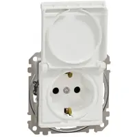 Priza 2P+E cu obturatoare si capac Schneider Sedna Design SDD111023, alb
