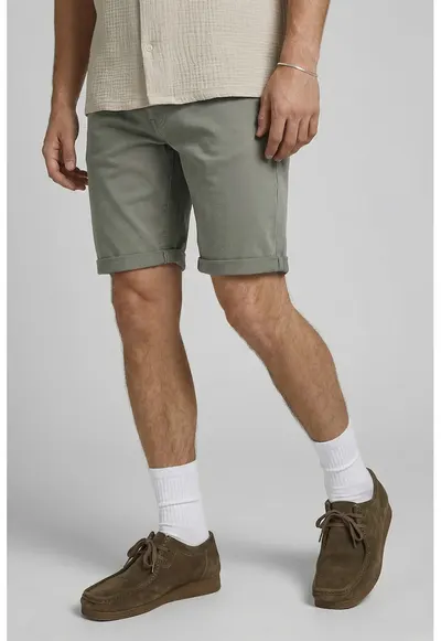 Pantaloni scurti Chino cu model uni - Verde masliniu