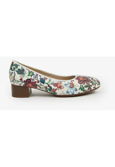 Pantofi din piele cu imprimeu floral