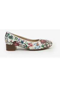 Pantofi din piele cu imprimeu floral