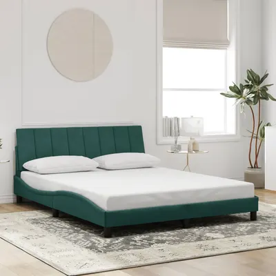 Gossi cadru de pat fara saltea, verde inchis, 160x200 cm, catifea