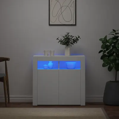 vidaXL Servantă cu lumini LED, alb, 80x35x75 cm