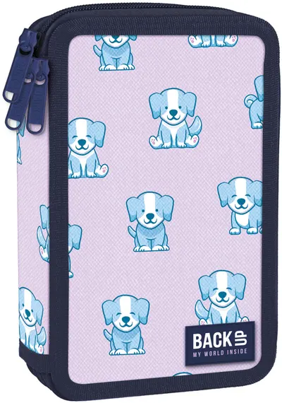 Penar cu rechizite BackUp EW – Puppy, cu 3 fermoare