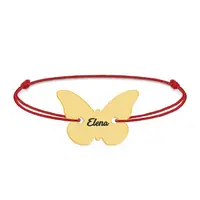 Zulema - Bratara personalizata din snur cu fluturas din argint 925 placat cu aur galben 24K cu nume