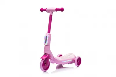 Trotineta electrica cu aburi si lumini pentru copii, cu 3 roti, stabila, Kinderauto Aquamist, 30W, 6V 4.5Ah, roz