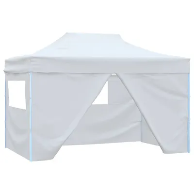vidaXL Cort de petrecere pliabil cu 4 pereți, alb, 280x410x315 cm, oțel