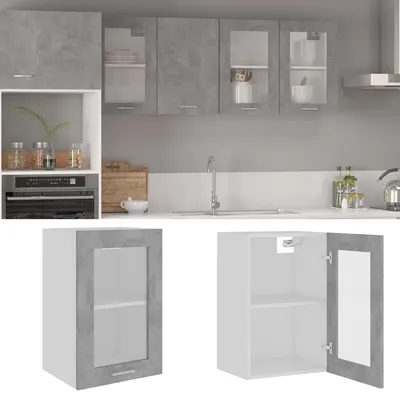 vidaXL Dulap de sticlă suspendat “Lyon” gri beton 40x31x60 cm