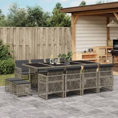 Gossi set mobilier de gradina cu perne, 13 piese, gri, poliratan