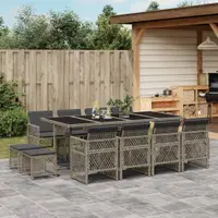 Gossi set mobilier de gradina cu perne, 13 piese, gri, poliratan