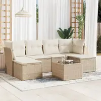 Gossi set canapele de gradina, 7 piese, cu perne, bej, poliratan