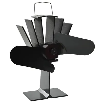 Gossi ventilator de soba cu alimentare termica, 2 palete, negru
