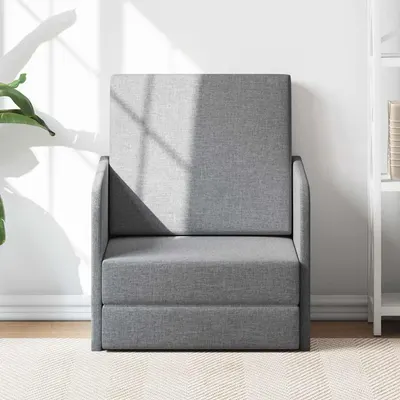 vidaXL Fotoliu pat extensibil, gri deschis, material textil