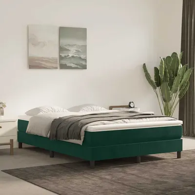 vidaXL Cadru de pat cu arcuri, verde închis, 140x190 cm, catifea