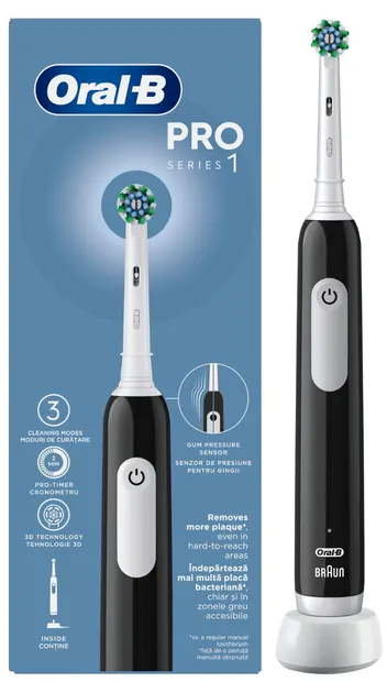 Periuță de dinți electrică Oral-B - Pro1 CrossAct 6/20/6, 1 duză , negru