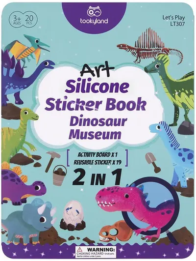Carte cu stickere Tooky Land - Dinozaurii, 2 în 1