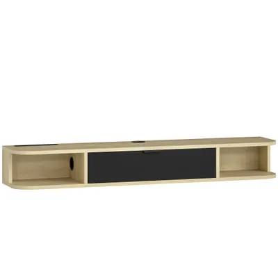 HOMCOM Corp TV suspendat 120 cm, mobilier TV pentru televizor de până la 127 cm, sertar rabatabil 2 etajere 120x24x16cm negru | Aosom Romania