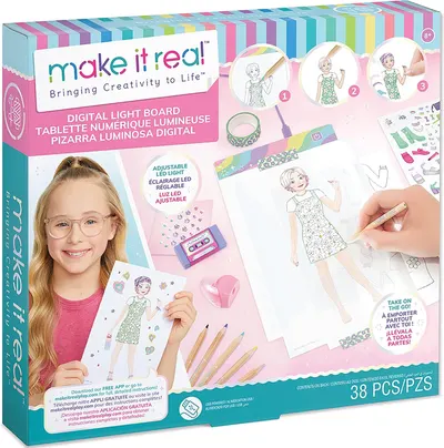 Set creativ Make it Real - Placă cu lumină LED și modele