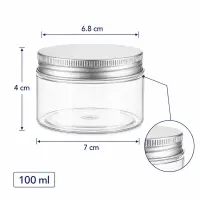 Borcan rotund transparent cu capac aluminiu - 100ml