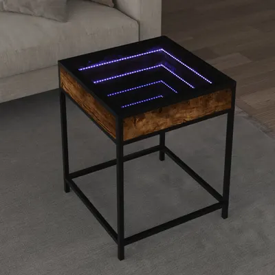 Gossi masuta de cafea cu led infinity, stejar fumuriu, 40x40x51 cm