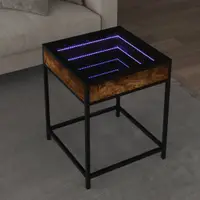 Gossi masuta de cafea cu led infinity, stejar fumuriu, 40x40x51 cm